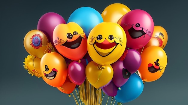 Diseño de globos de ramo de cumpleaños sonriente