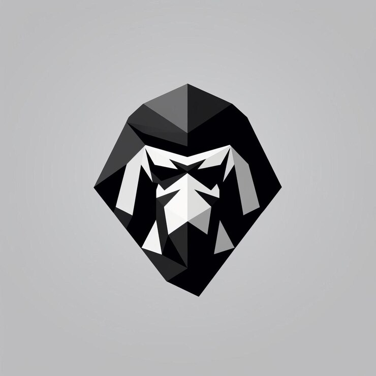 Foto diseño de gorila geométrico minimalista logotipo de poli bajo con contraste agudo