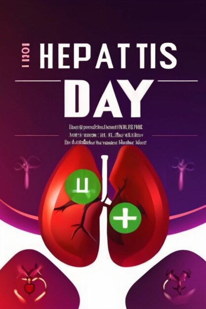 Diseño gradiente vívido para el Día Mundial de la Hepatitis con aumento de hígado y medicamentos