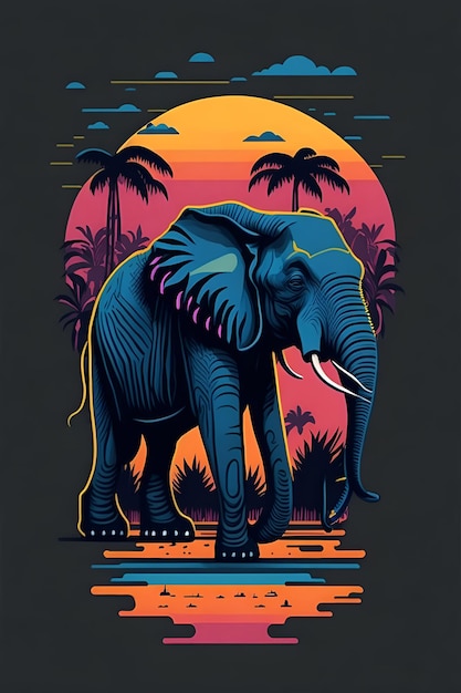 Diseño gráfico camiseta diseño plano Elefante