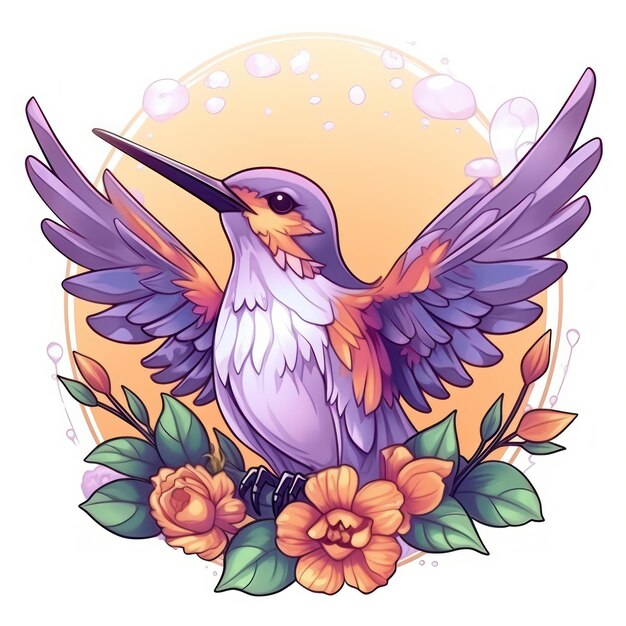 Foto diseño gráfico de colibrí salvaje