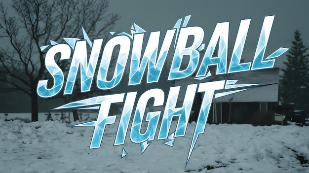 Diseño gráfico de la escena de la pelea de bolas de nieve en invierno