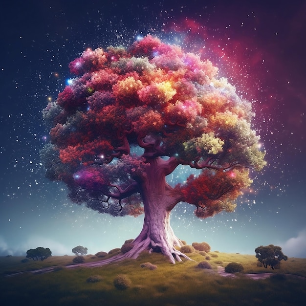 Diseño gráfico fotorrealista de un árbol