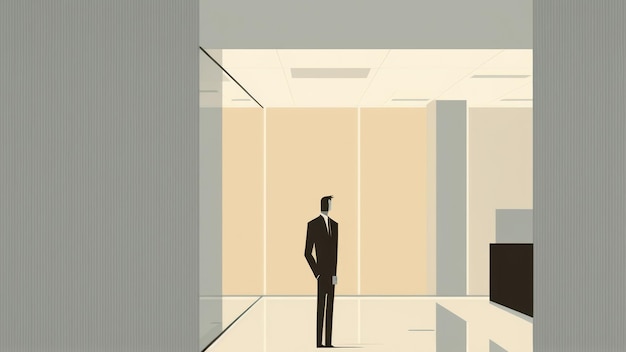 Diseño gráfico mínimo del empresario en el fondo del edificio de oficinas