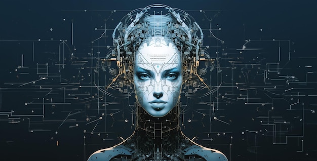 diseño gráfico modelo cyborg futurista en el estilo fondo de pantalla hd