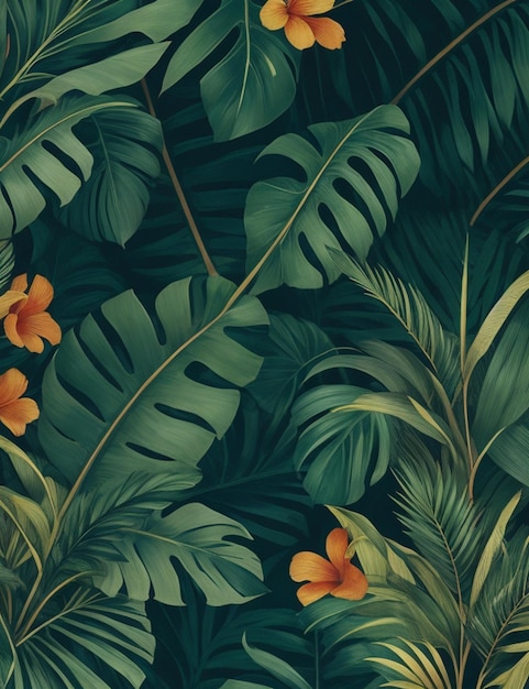 diseño gráfico de papel tapiz de patrón sin costuras de bosque tropical