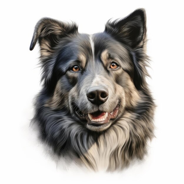 Diseño gráfico realista de un retrato de un border collie