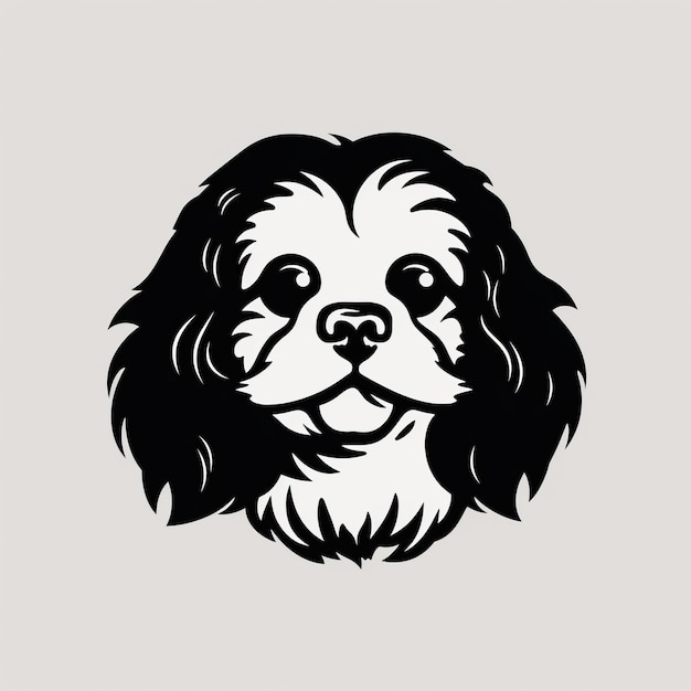 Diseño gráfico vintage perro blanco y negro con expresiones faciales animadas