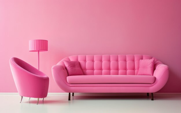 Foto diseño de habitación en color rosa barbie.