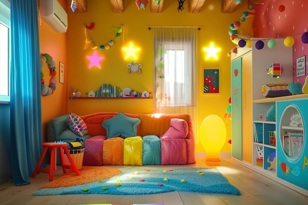 Diseño de habitaciones para niños vibrantes y lúdicos