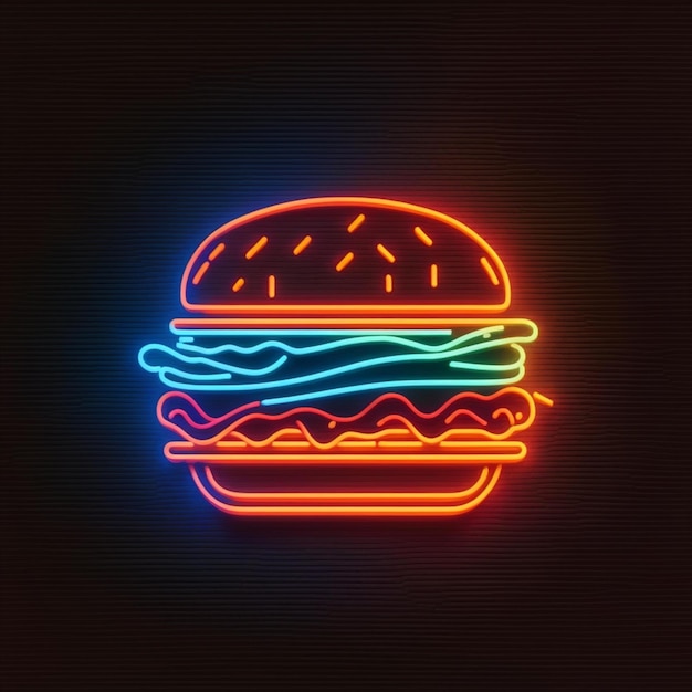 diseño de hamburguesa de neón