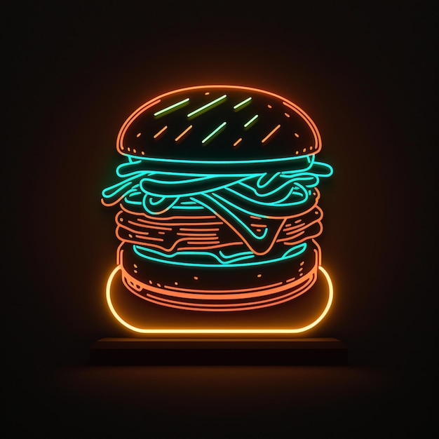 diseño de hamburguesa de neón