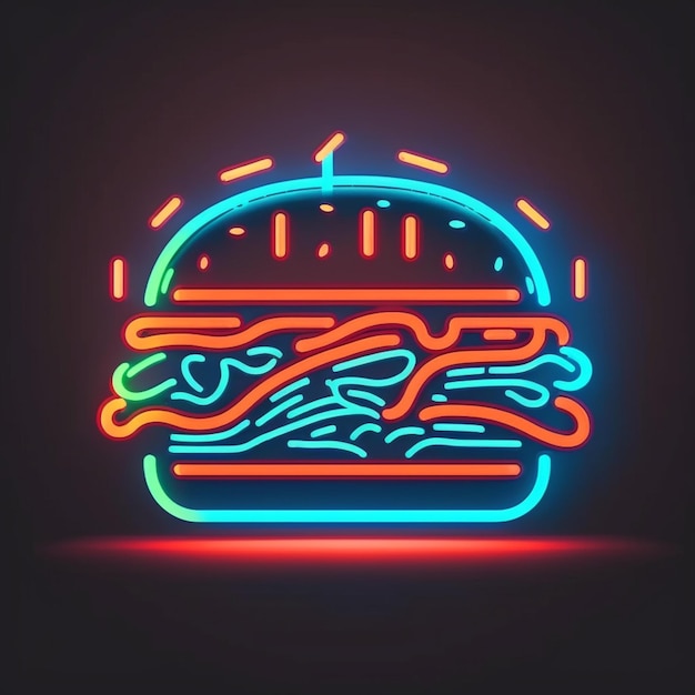 diseño de hamburguesa de neón