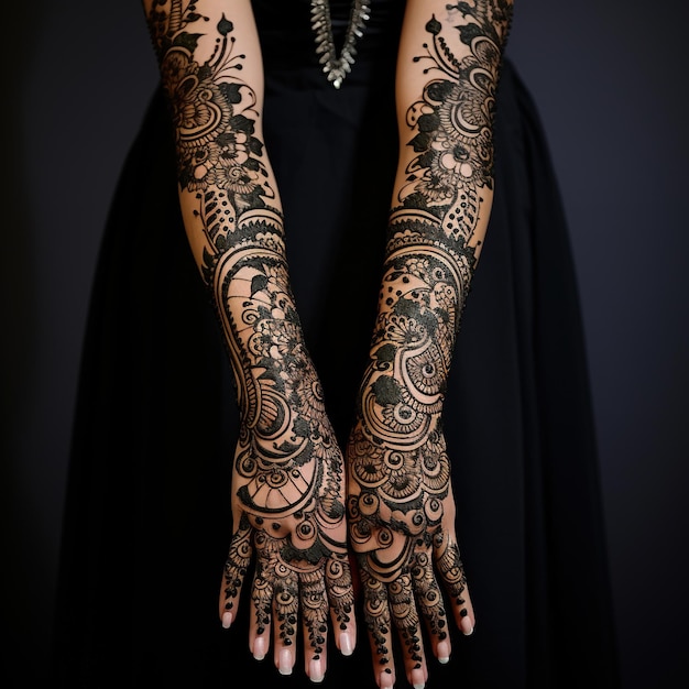 Foto diseño de henna mehendi libre novia india pakistaní asiática diseño de mehndi indio y árabe