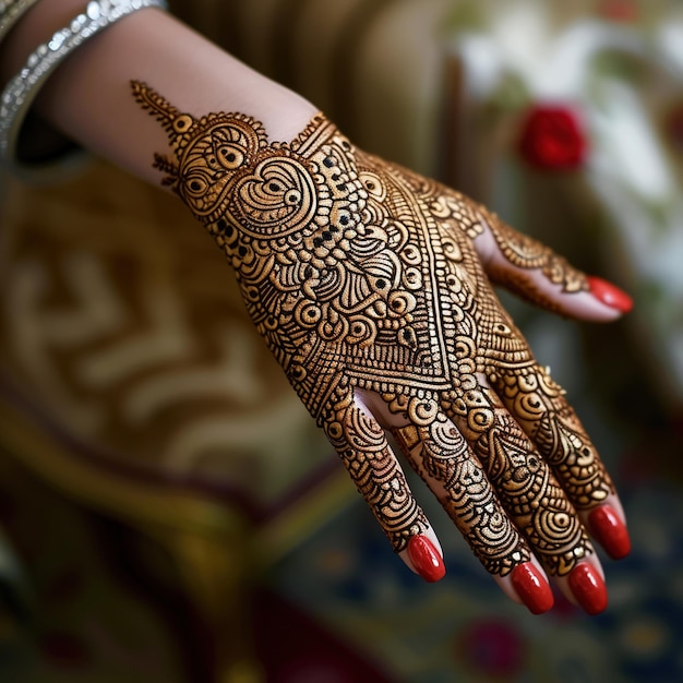 Foto diseño de henna mehendi libre novia india pakistaní asiática diseño de mehndi indio y árabe