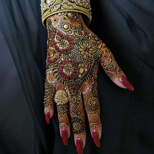 Foto diseño de henna mehendi libre novia india pakistaní asiática diseño de mehndi indio y árabe