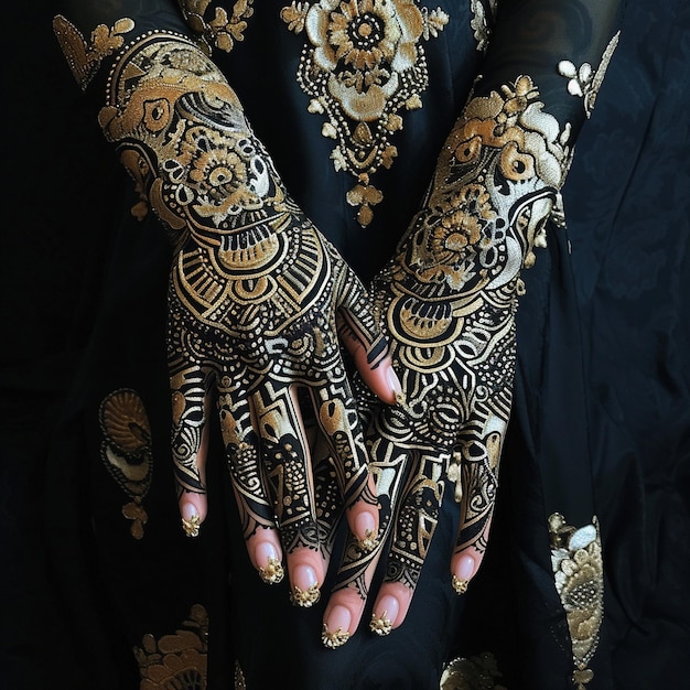 Foto diseño de henna mehendi libre novia india pakistaní asiática diseño de mehndi indio y árabe