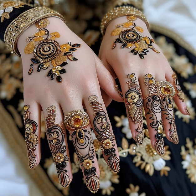 Foto diseño de henna mehendi libre novia india pakistaní asiática diseño de mehndi indio y árabe