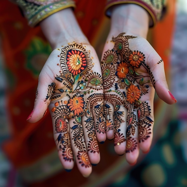 Foto diseño de henna mehendi libre novia india pakistaní asiática diseño de mehndi indio y árabe