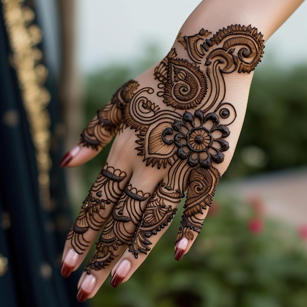 Foto diseño de henna mehendi libre novia india pakistaní asiática diseño de mehndi indio y árabe