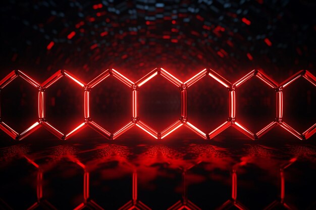 Foto diseño hexagonal en líneas de luz roja