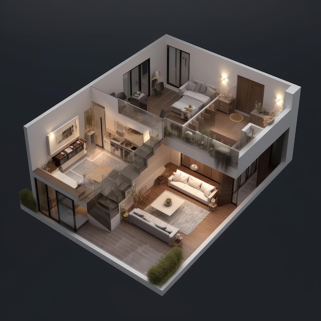 Diseño del hogar 3d render 3d ilustración