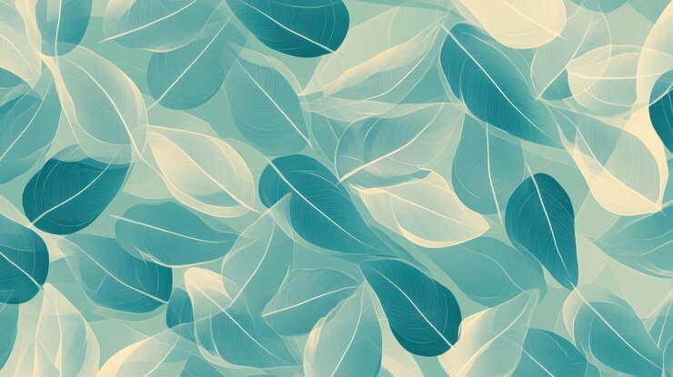 El diseño de las hojas del esqueleto de color azul y beige