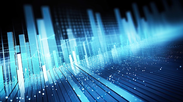 Diseño horizontal de banner de fondo de tecnología de finanzas empresariales abstracto IA generativa
