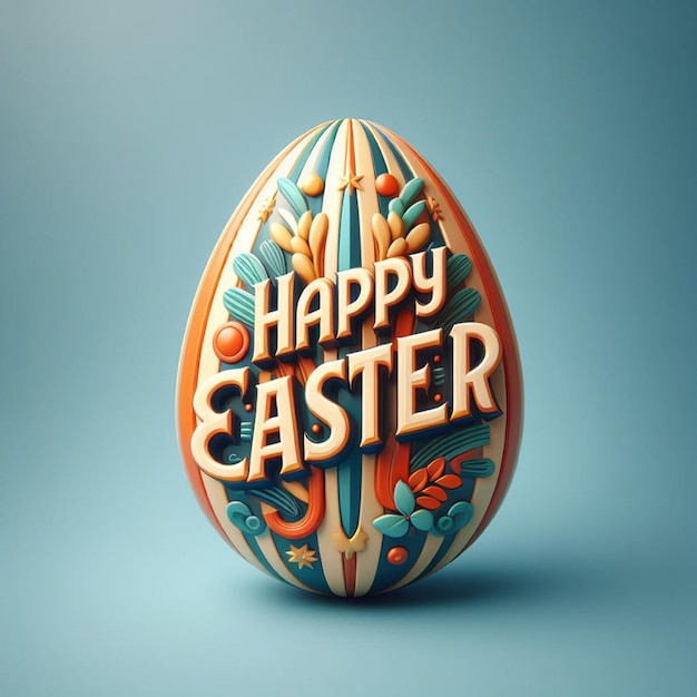 Diseño de huevo con texto 3D feliz Pascua