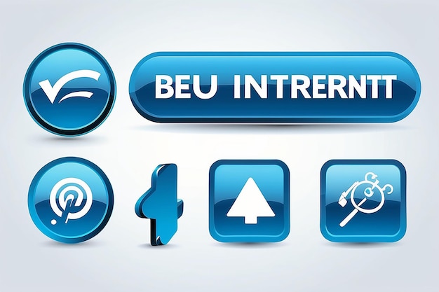 Foto el diseño del icono del botón vectorial azul del letrero de internet seo set 1