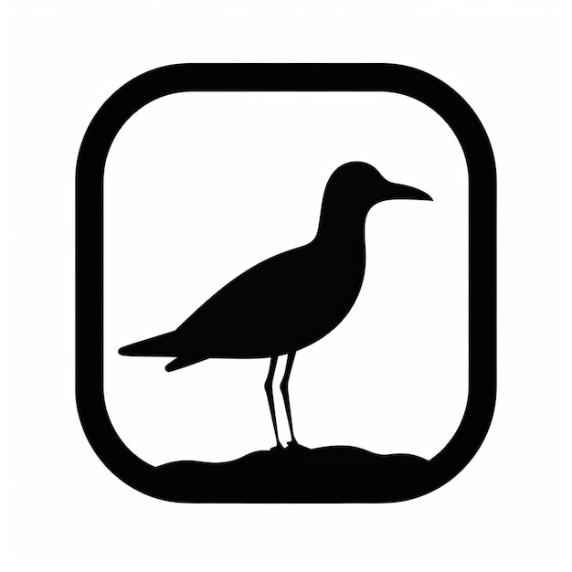 Diseño de icono de gaviota de línea negra simple para una apariencia limpia y minimalista