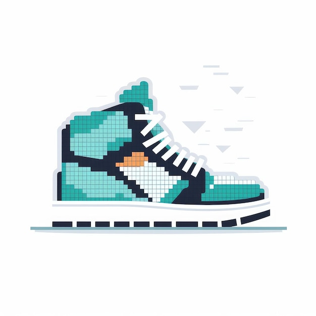 Diseño De Icono De Zapato Pixel Sobre Fondo Blanco