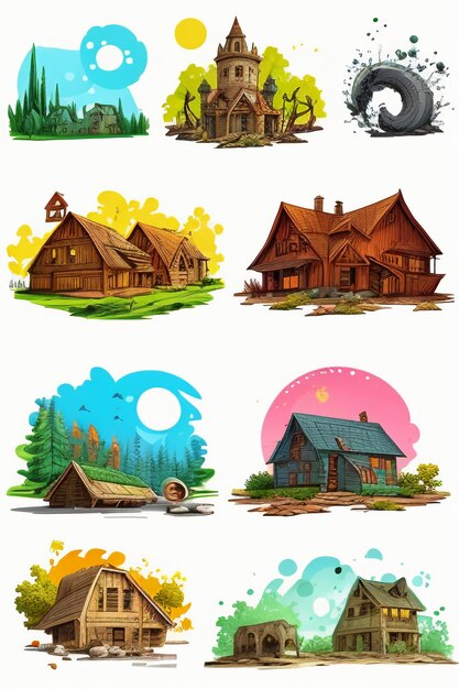 Diseño de iconos dibujos animados animación estilo papel tapiz fondo ilustración accesorios trabajos creativos