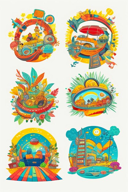 Foto diseño de iconos dibujos animados animación estilo papel tapiz fondo ilustración accesorios trabajos creativos