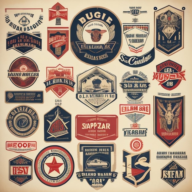 Foto diseño de iconos planos de colecciones de logotipos