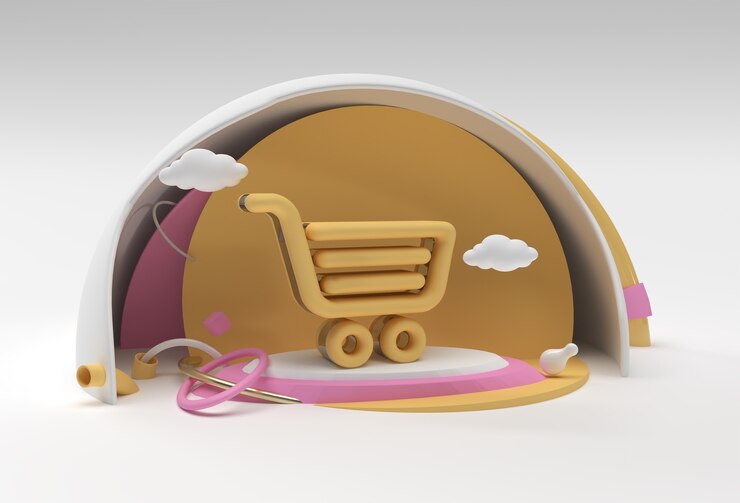 Foto diseño de ilustración 3d de icono de carrito de compras de renderizado 3d.