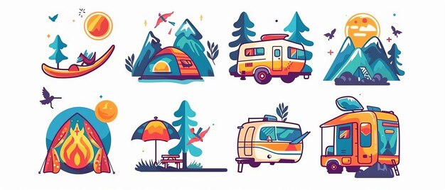 diseño de ilustración Acampada