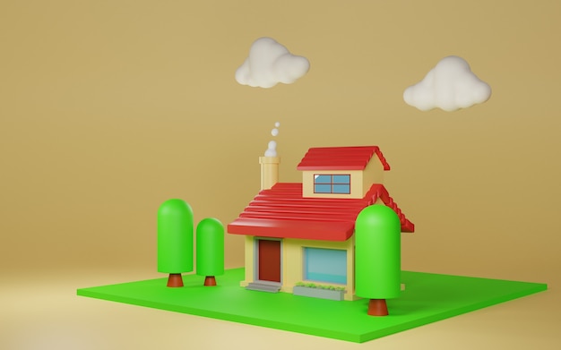 Diseño de ilustración de casa 3d