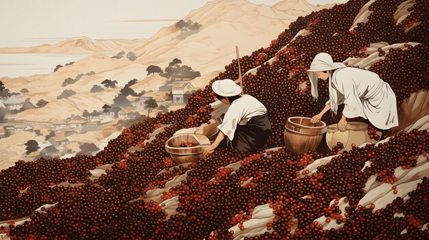 El diseño de la ilustración de fondo del café los granos de café la cafeína