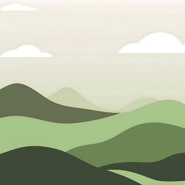 Diseño de ilustración de fondo de papel tapiz de paisaje verde abstracto con colinas y montañas