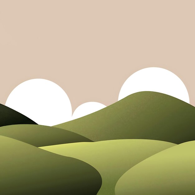 Foto diseño de ilustración de fondo de papel tapiz de paisaje verde abstracto con colinas y montañas