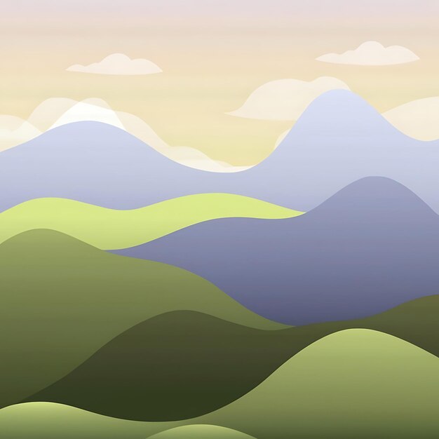 Foto diseño de ilustración de fondo de papel tapiz de paisaje verde abstracto con colinas y montañas