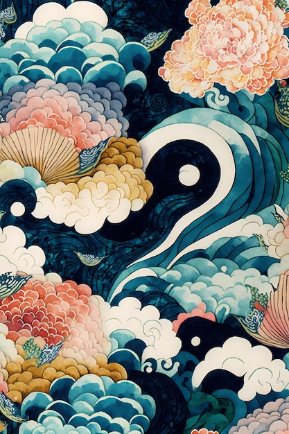 Diseño de ilustración de patrón japonés