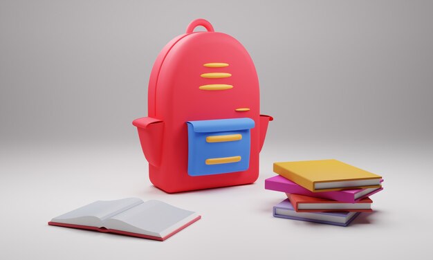 Diseño de ilustración de regreso a la escuela en 3D