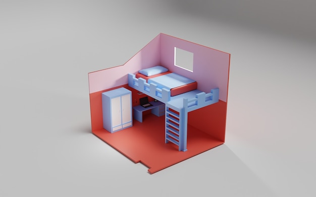 Diseño de ilustración de sala isométrica 3d
