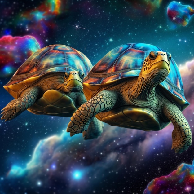 diseño de ilustración de tortuga y galaxia