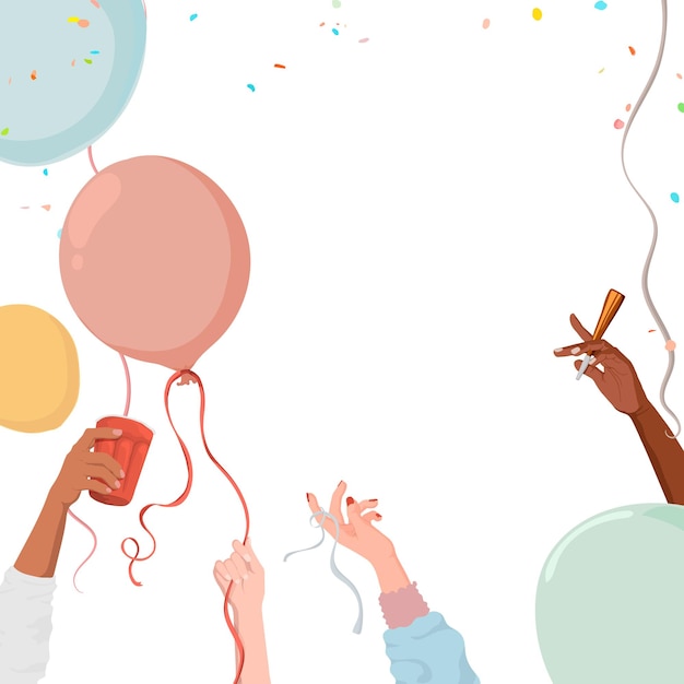 Diseño de ilustraciones de celebración de pegatinas png de la frontera de la fiesta