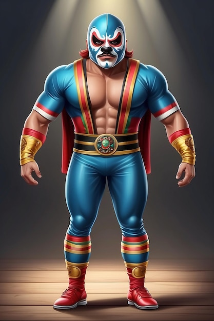 Diseño de ilustraciones realistas de luchadores mexicanos