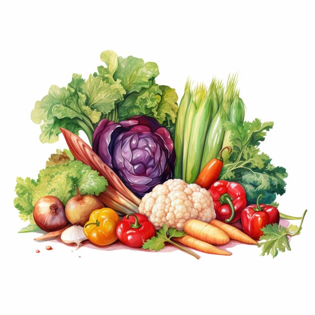 Diseño de ilustraciones de verduras sobre fondo blanco