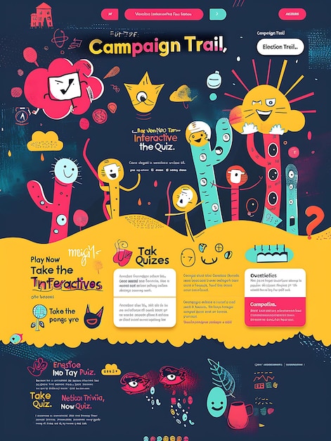 Diseño ilustrativo de la web con efecto dibujado a mano Websi lúdico inspirado en la idea de diseño de la web política